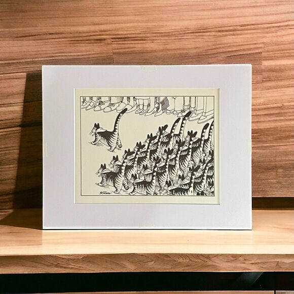 VTG B Kliban Art Print 1977 Funny Cats Rare Calendar Lithograph 14"x 11" July - Picture 3 of 8